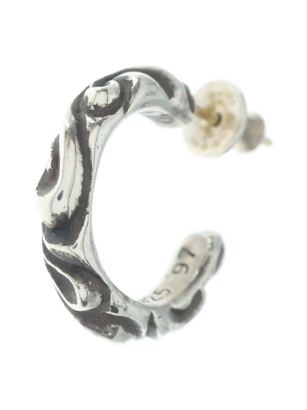 Chrome Hearts Hoop Scrool Scroll Earrings Silver